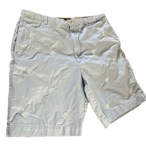 Berle Washed Stoned and Beaten‎ fish Embroidered Shorts Mens Size 38 Blue